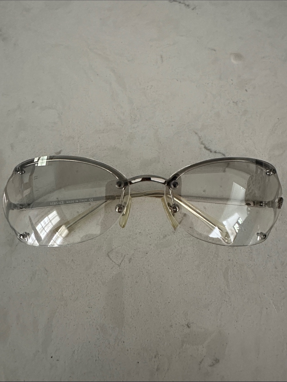 Vintage Versace Silver Rimless Clear Lens Sunglasses - Women Accessories